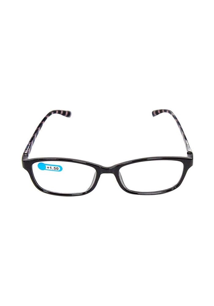 DAISO Reading Glasses - Square Stripe - Plus 1.5 - Black - Lightweight Eyewear for Reading - Image 1